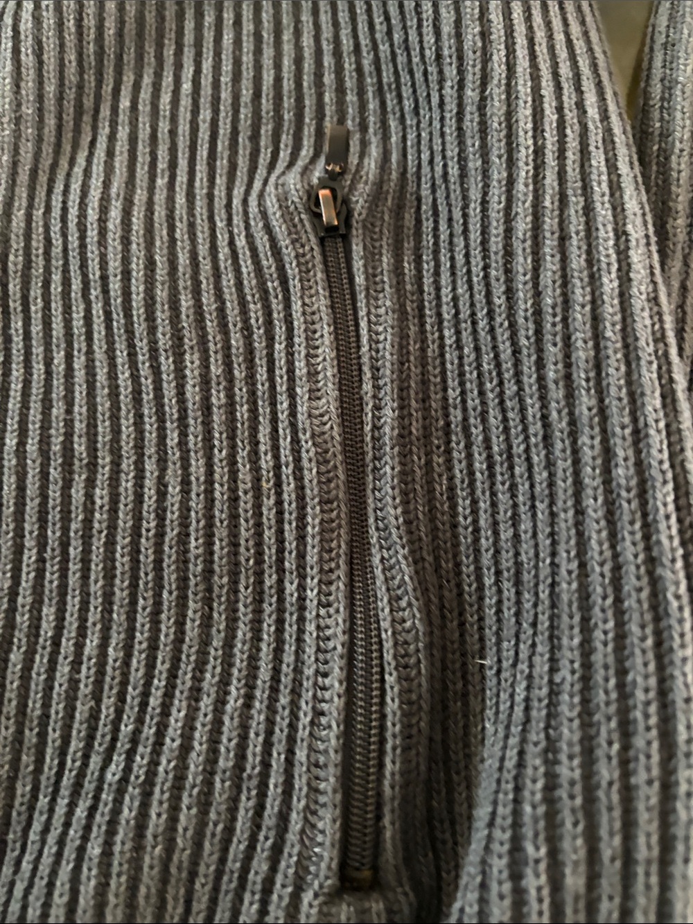 MudoCollection Men's Ribbed Zip-Up Cardigan - Gray - Picture 5 of 6